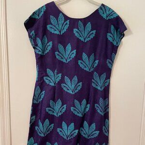 Purple damask cotton dress